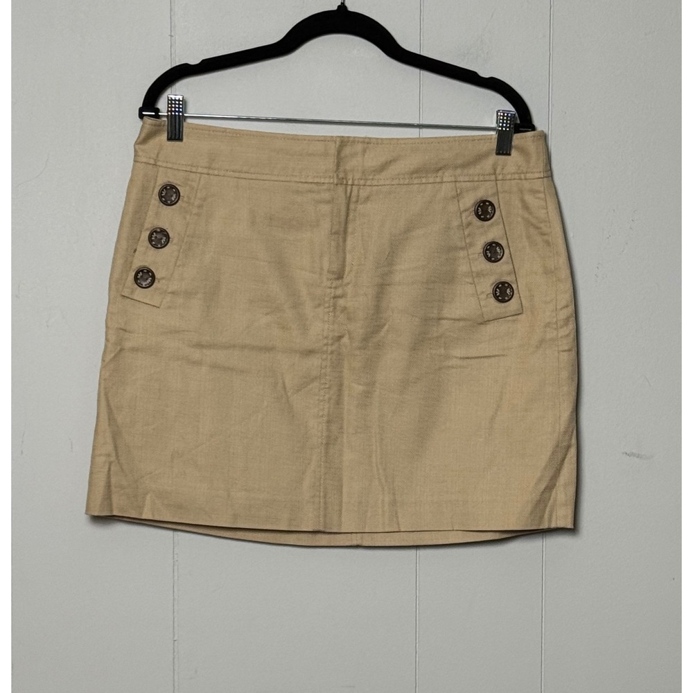 Lilly Pulitzer Women's Tan Cotton Sailor Mini Skirt Button Detail Beige Size 10